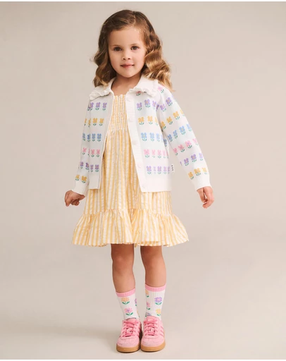 Huxbaby - Flower Fields Collar Cardigan - Babies-Teens