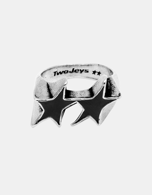 TwoJeys - Icon Black Enameled Single Ring