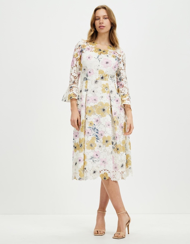Pink Ruby - Night Flower Bell Sleeve Dress