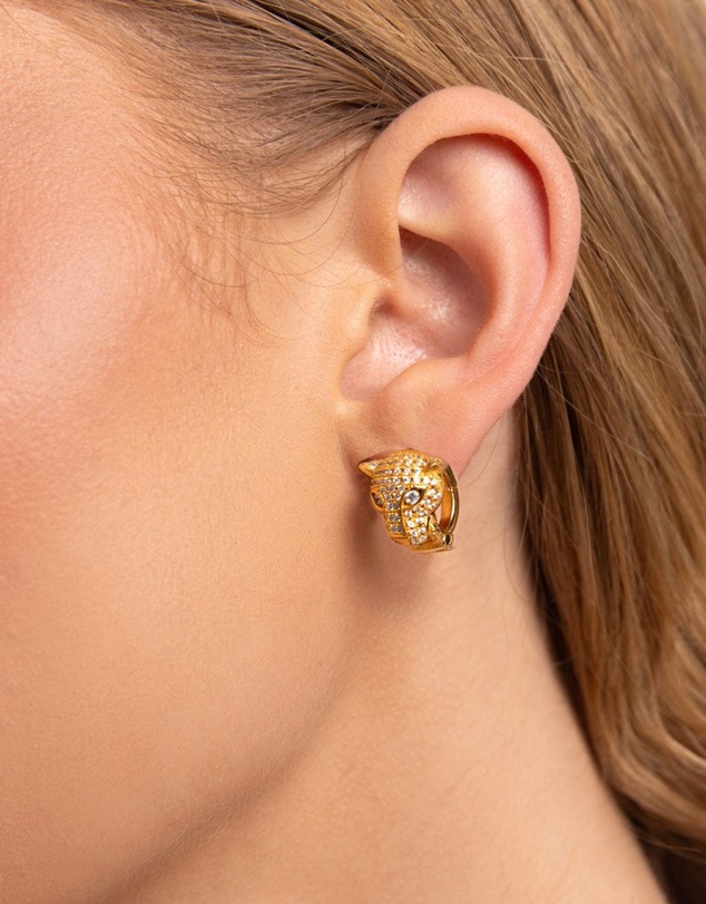Nialaya Jewellery - Women's Panther Huggie Earrings