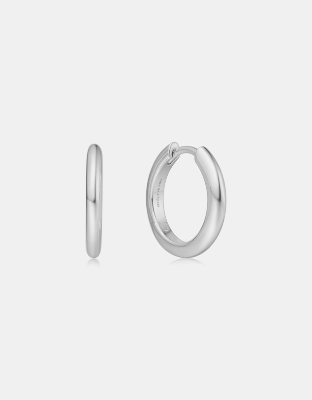 Ania Haie - Silver Tube Small Huggie Hoop Earrings