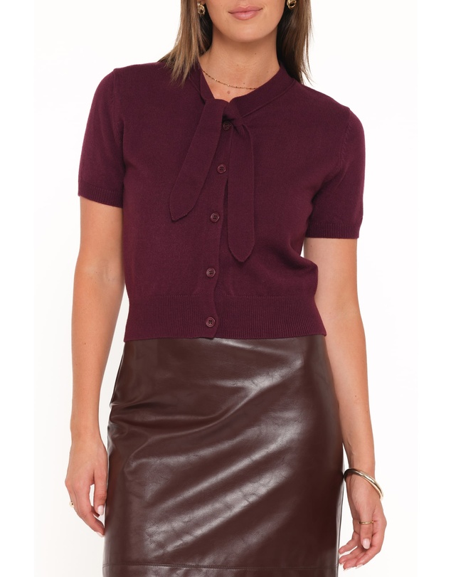 Petal & Pup - Ezra Scarf Knit Top - Burgundy