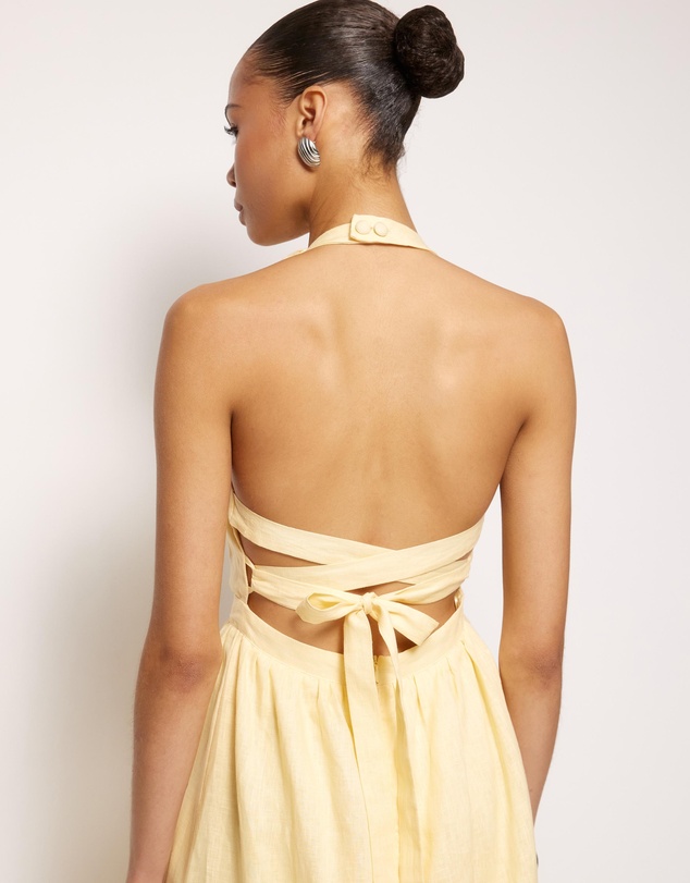 AERE - Tali Linen Cross Back Midi Dress