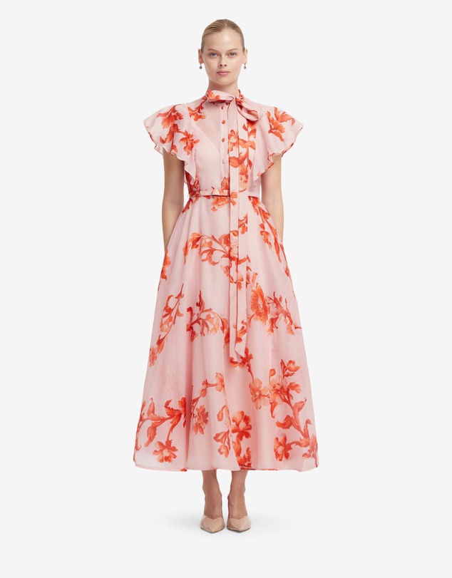 LEO LIN - Elsie Flutter Sleeve Midi Dress
