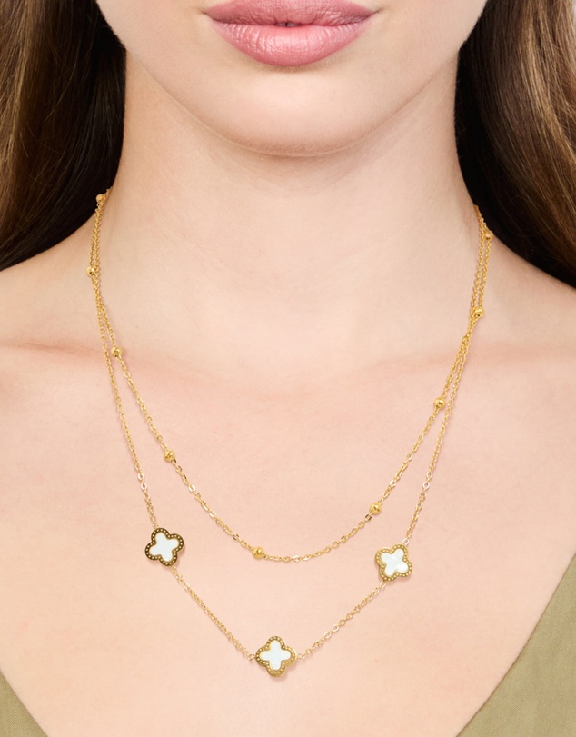 Lovisa - Waterproof Gold Plated Stainless Steel Flower Layered Necklace