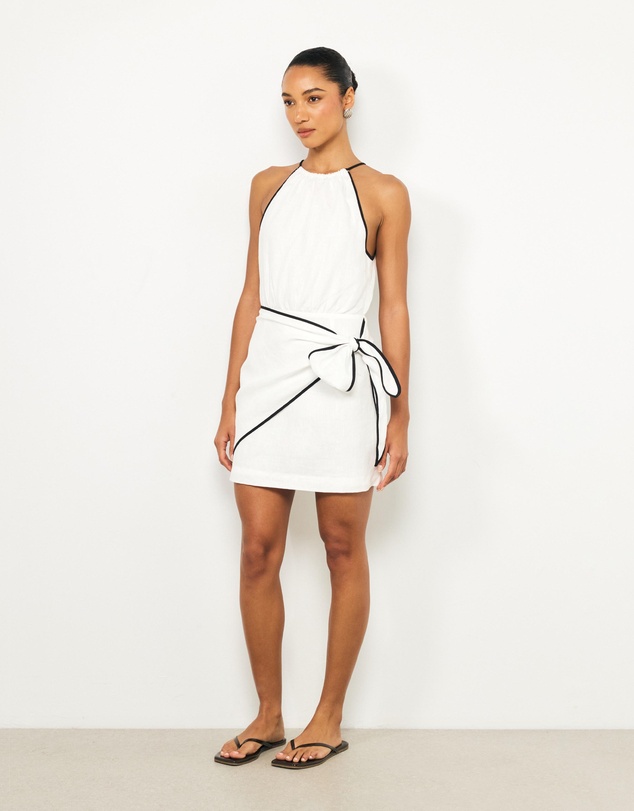 AERE - Lumi Contrast Bind Linen Mini Dress