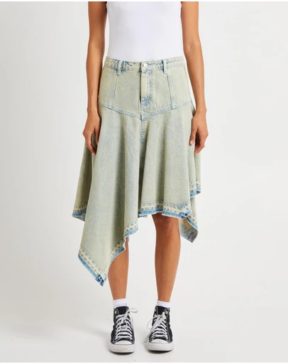 Insight - Lopez Handkerchief Hem Denim Skirt