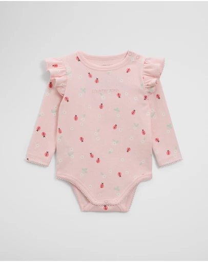 Country Road - Organically Grown Cotton Blend Pointelle Frill Bodysuit