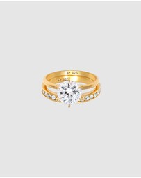 Elli Jewelry - Ring Women Eternity Set with Crystals in 925 Sterling Silver Gold Plated