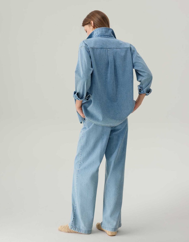 IDA+S - Lara Light Denim Button Down Top