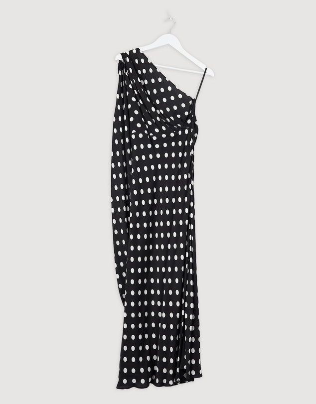 Revibe - Repaired BY JOHNNY. Dove Drape Polka Ankle Dress - AU 6