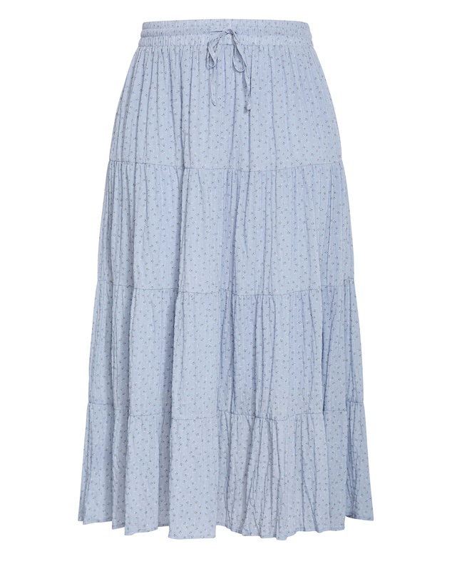 City Chic - Plus size Milly Ditsy Print Tiered Maxi Skirt - blue