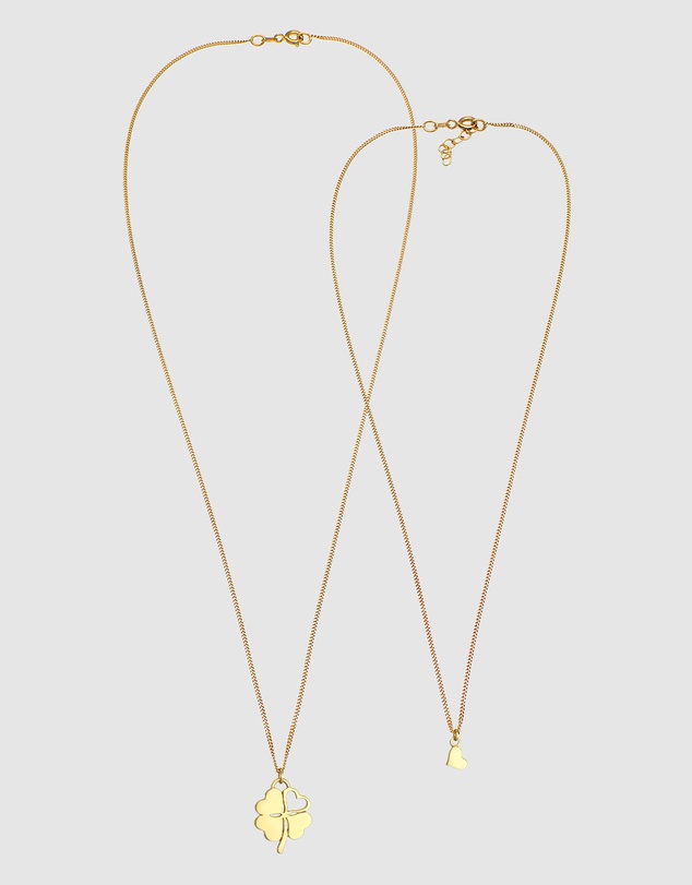 Elli Jewelry - Heart Mother and Daughter Necklace Set in Gold-Plated 925 Silver