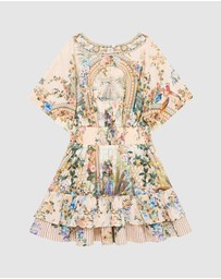 Camilla - Kids V Neck Mini Dress with Layered Frill Hem