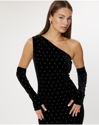 Romance by Honey and Beau - Alegra One Shoulder Diamonti Maxi Dress