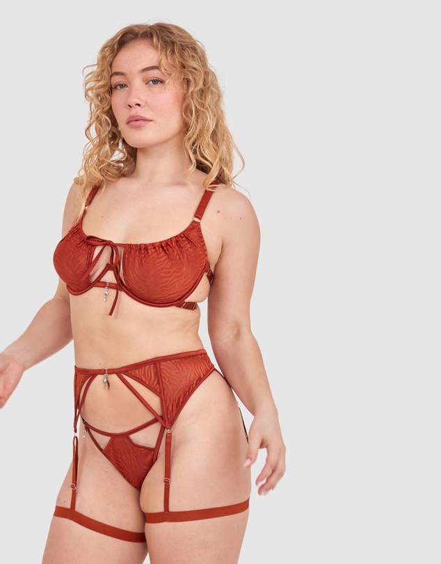 Bras N Things - Night Games Wild Delight Suspender - Rust