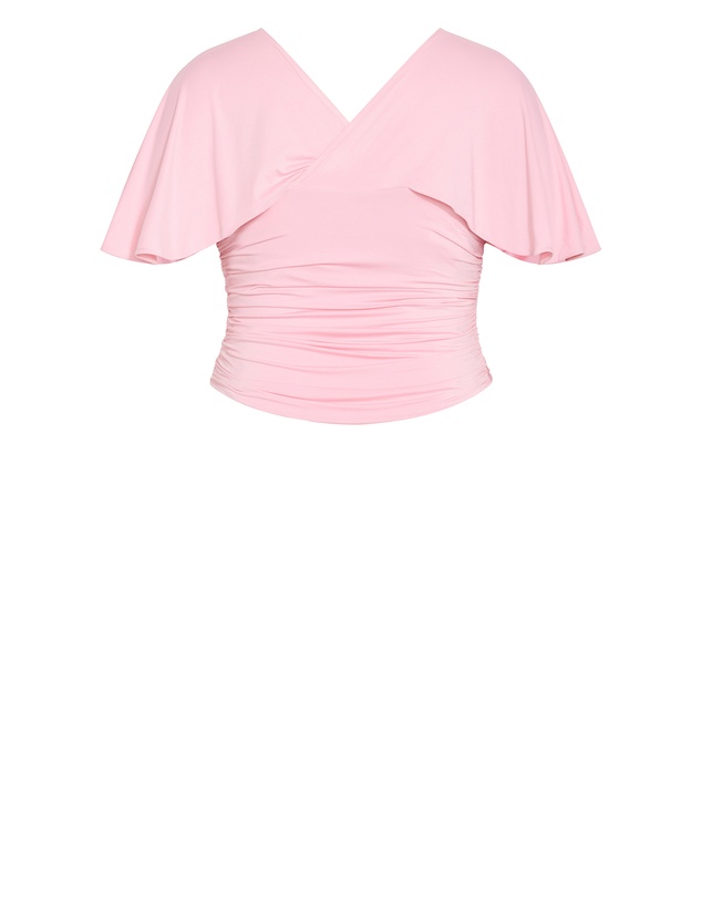 City Chic - Plus size Tilly Ruched Top - soft pink