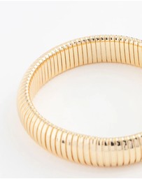 Lovisa - Gold Plated Wide Ribbed Bangle