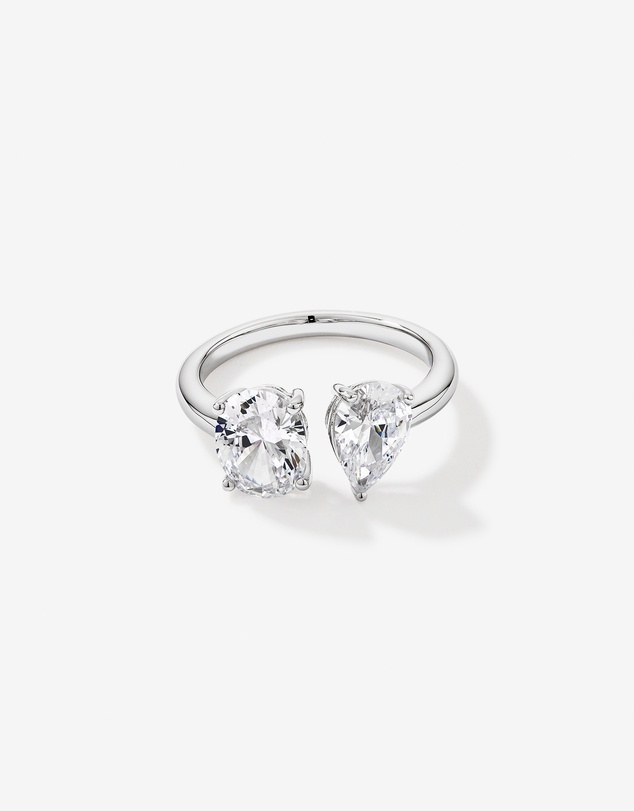 Michael Hill - Pear and Oval Shape Cubic Zirconia Toi Et Moi Ring in Sterling Silver