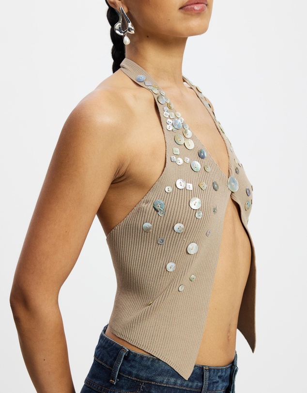 Jaded London - Button Knit Halter Top