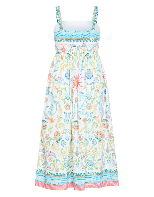 City Chic - Plus size Calissa Seascape Print Maxi Dress - light blue