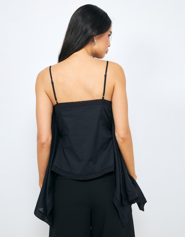 AERE - Piper Cotton Trim Detail Scarf Top