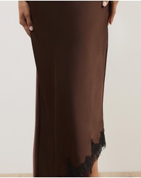 Atmos&Here - Leoni Asymmetric Lace Satin Skirt