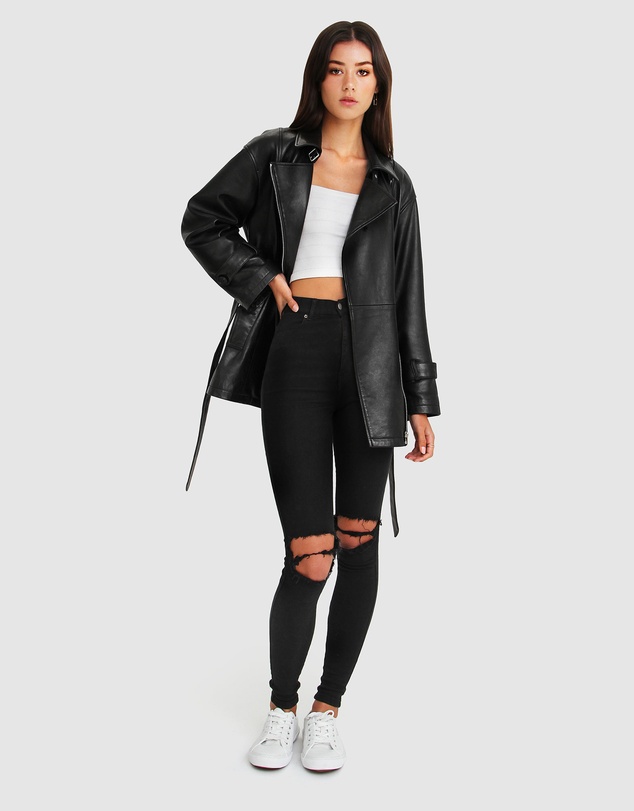 Belle & Bloom - BFF Belted Leather Jacket