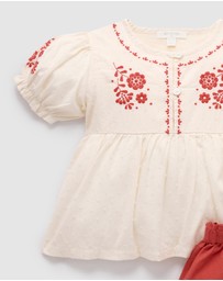 Purebaby - Embroidered Set -Kids-Babies