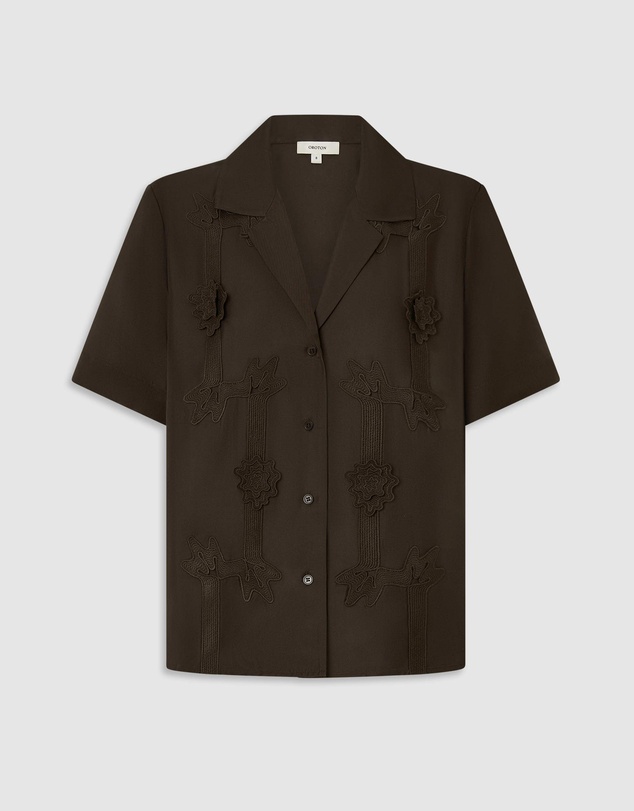 Oroton - Ribbon Trim Silk Camp Shirt