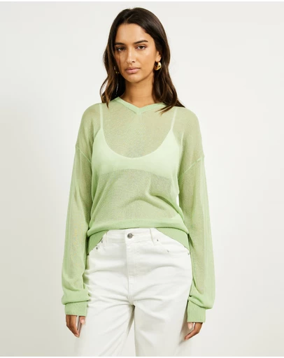 Minima Esenciales - Zaya Semi Sheer Long Sleeve Top