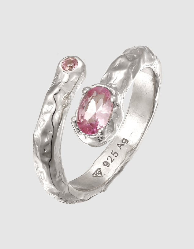 Haze & Glory - ICONIC EXCLUSIVE - Ring Oval Synthetic Sapphire with Pink Gems 925 Sterling Silver