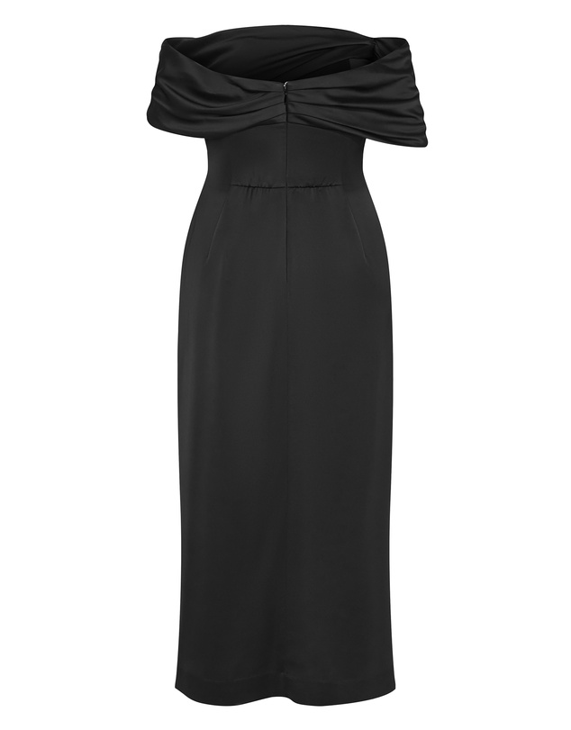 City Chic - Plus size Paloma Off Shoulder Maxi Dress - black