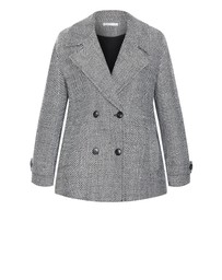 City Chic - Plus size Lola Short Herringbone Melton Coat - black