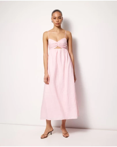 AERE - Saige Linen Midi Dress