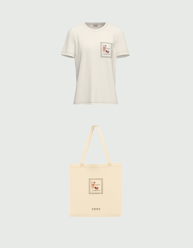 Emme - Wool White Cotton T-Shirt & Tote Set