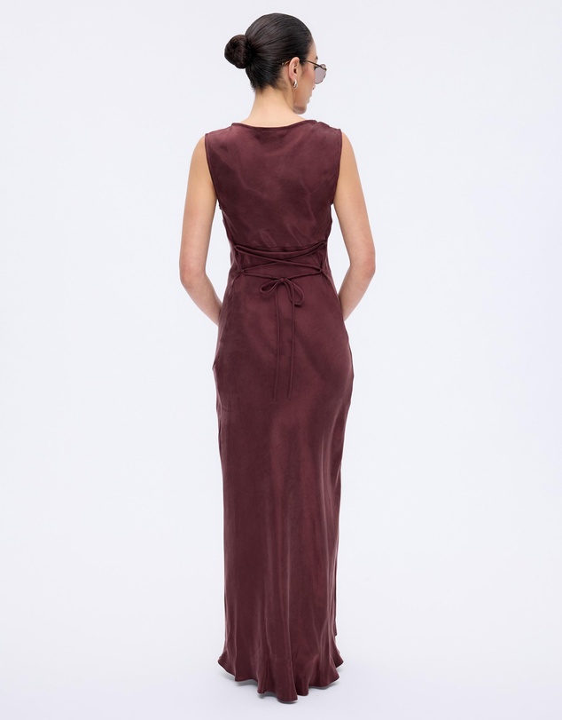 Minima Esenciales - Florence Cupro Lace Up Back Midi Dress