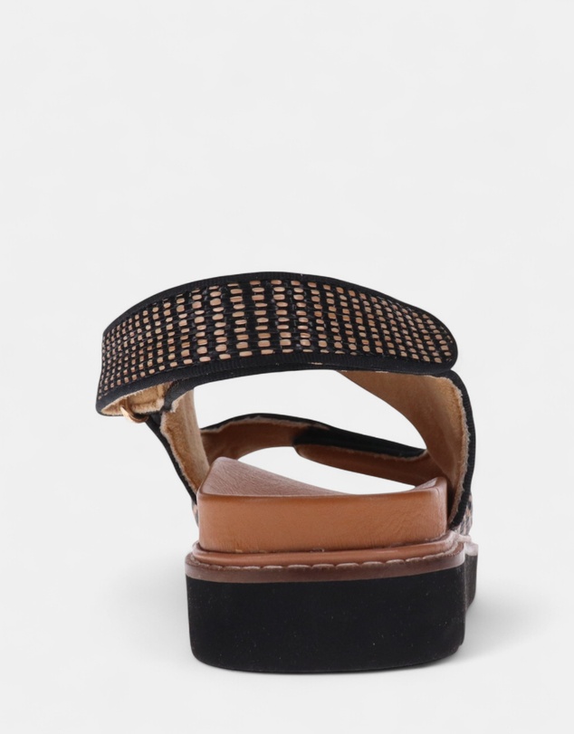 Mia Vita - Dakota Slingback Sandal - Black Raffia