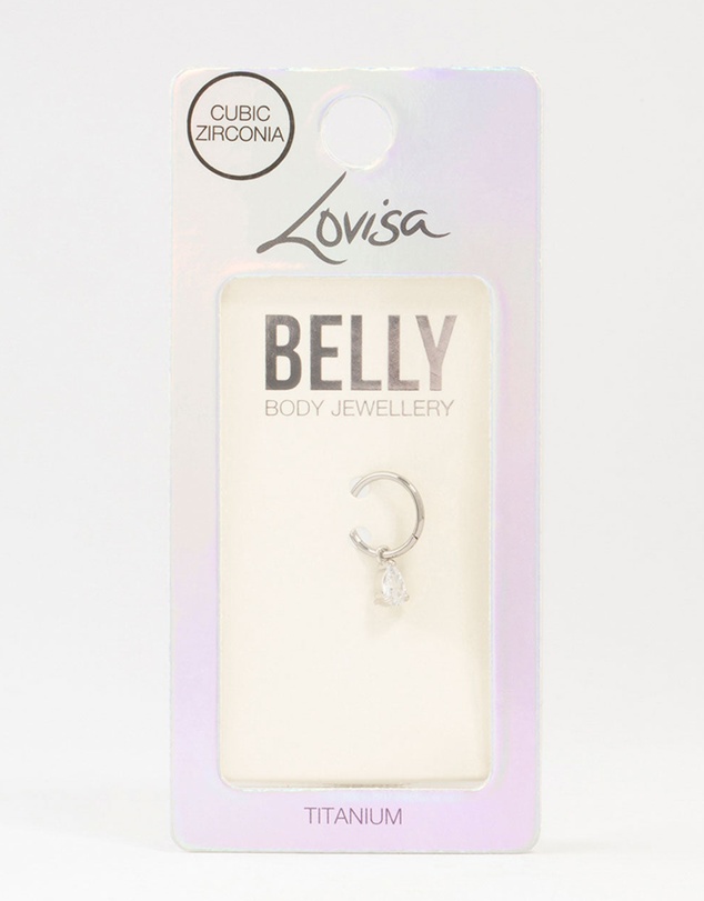 Lovisa - Titanium Pear Drop Ring Belly Ring