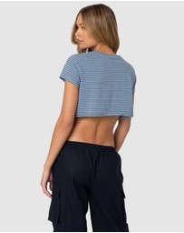 EDIKTED - Stripey Cropped T Shirt