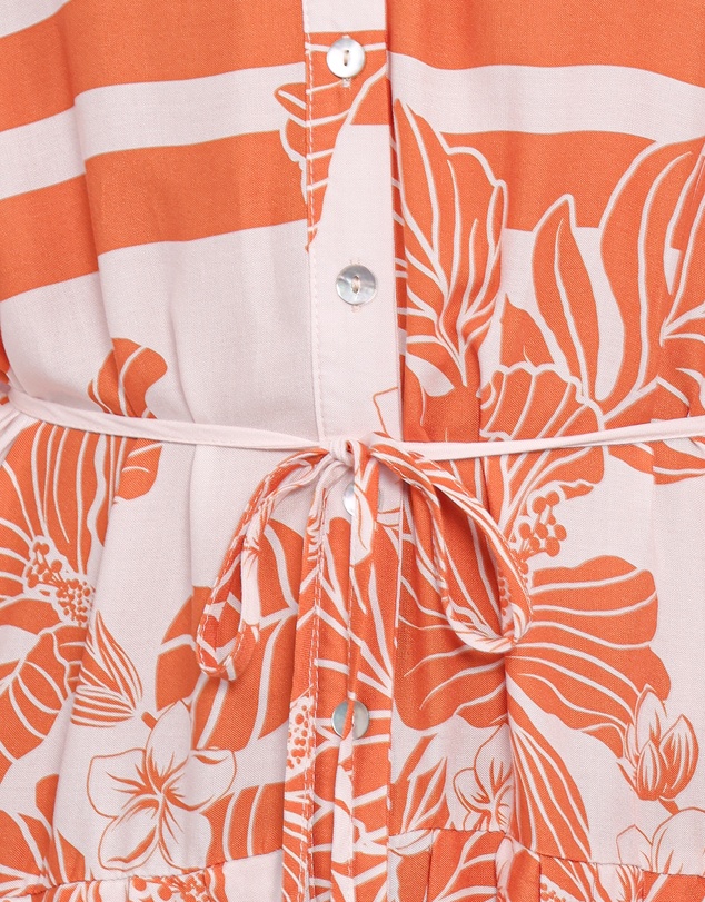 Petal & Pup - Jules Long Sleeve Dress - White/Orange