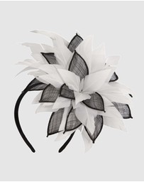 Max Alexander - Modern Flower Black & White Racing Fascinator
