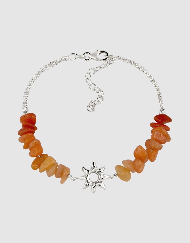 Elli Jewelry - Sunburst Aventurine Bead Bracelet in 925 Sterling Silver