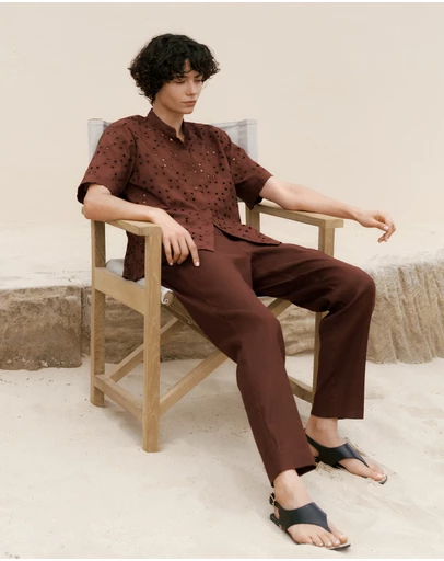 Trenery - Stretch Linen Blend Pull On Pant in Espresso