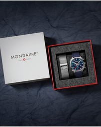 Mondaine - Official Swiss Railways Grand Cushion Deep Ocean Blue Watch Set