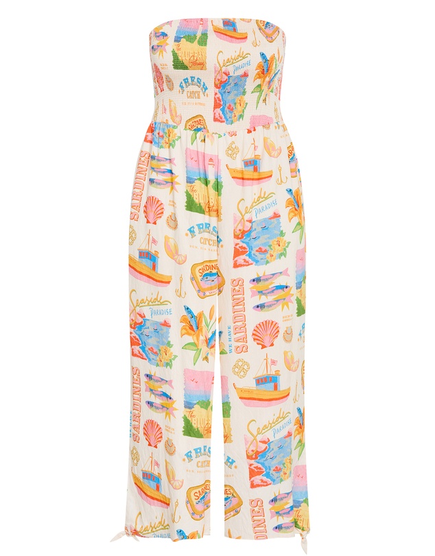 City Chic - Smocked Print Jumpsuit