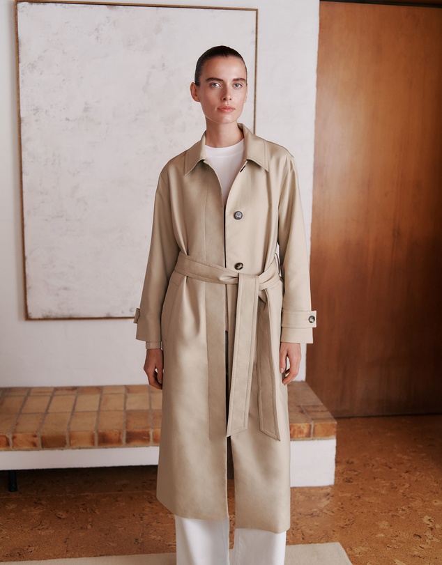 Trenery - Double Cloth Longline Trench Coat in Putty