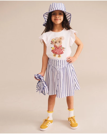 Huxbaby - Ocean Stripe Yoke Skirt - ICONIC EXCLUSIVE - Babies-Teens