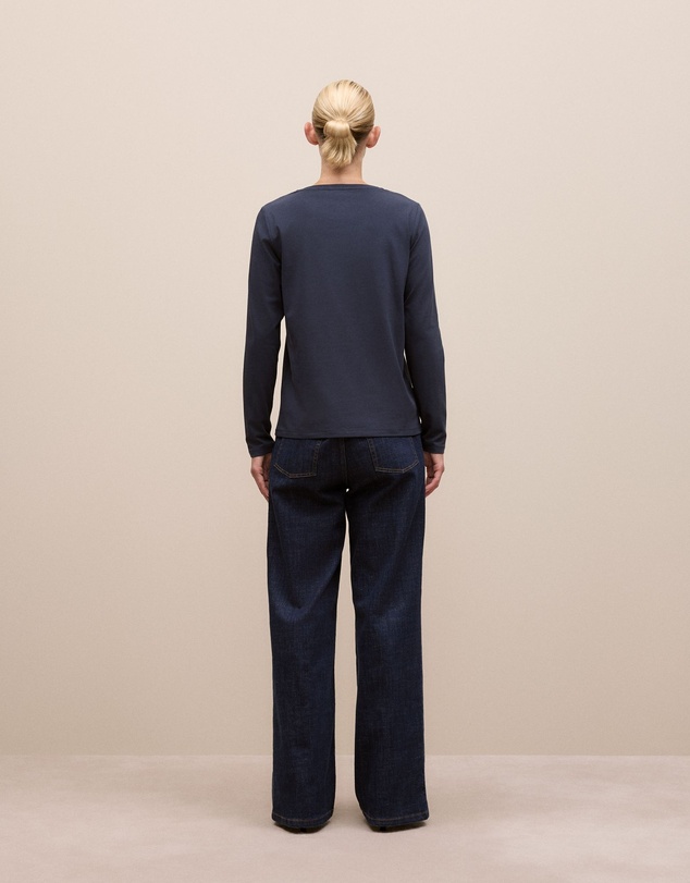 Trenery - Cotton Long Sleeve Crew T-shirt in Night Sky