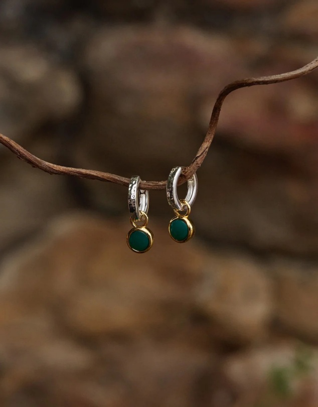 Najo - Solace 2-Tone Green Onyx Huggie Earring